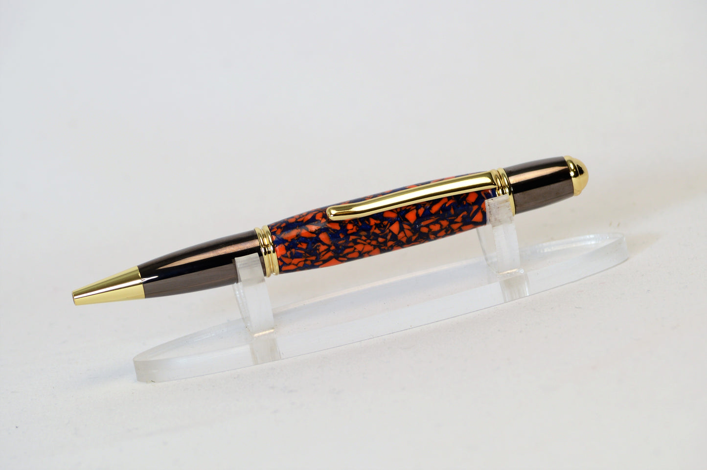 Twist Pen Made From the Plastic Seats of Auburn Arena, Auburn University in Gold and Gunmetal Finish