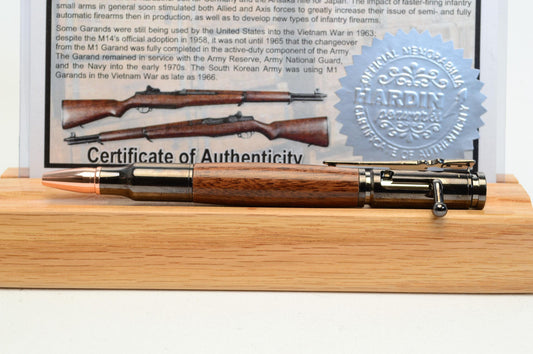 Handcrafted M1 Garand Rifle Stock Wood Bolt Action Bullet Pen in Gunmetal Finish