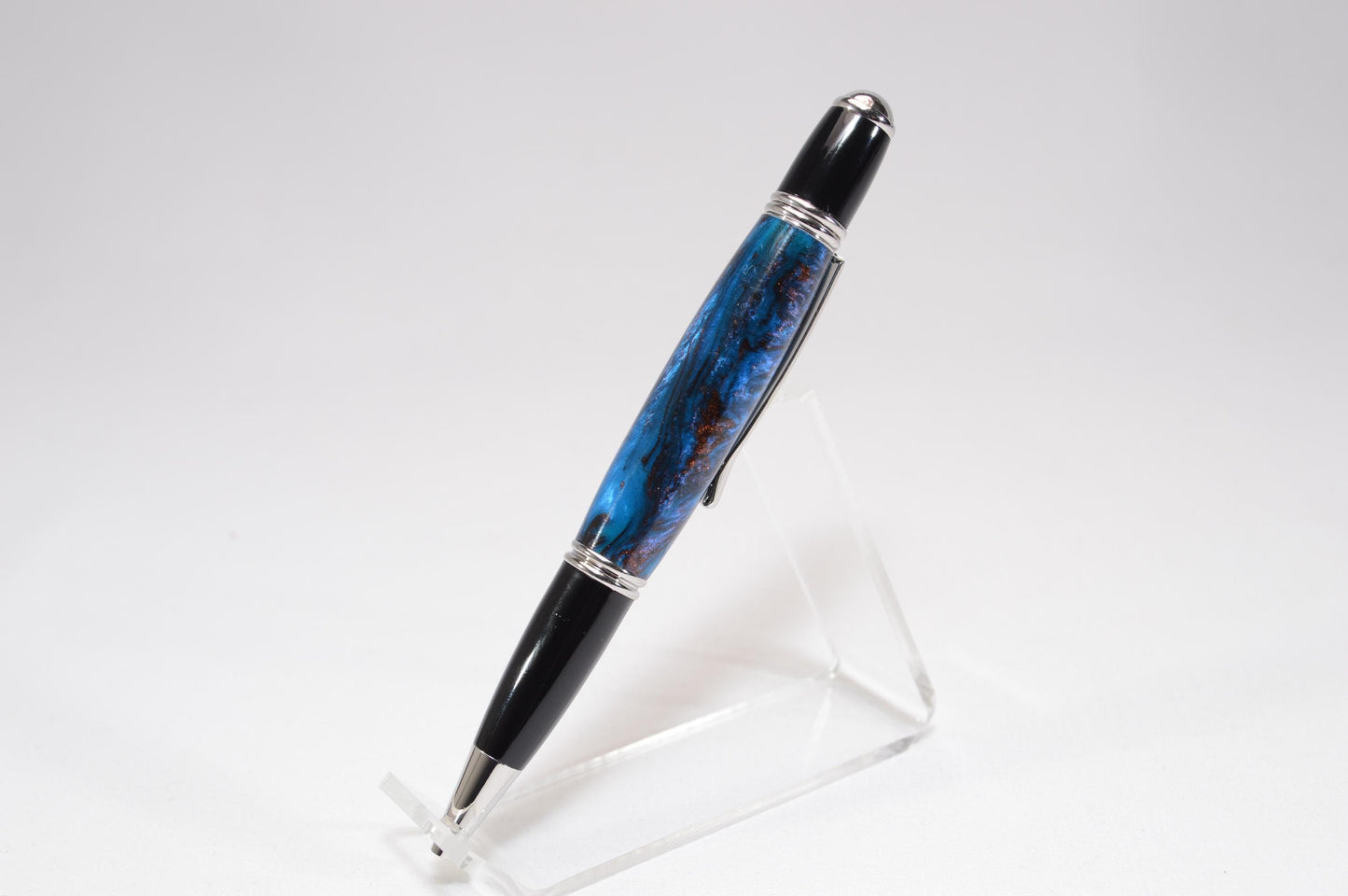 Elegant Handcrafted Twist Pen in Multi Color Acrylic with Rhodium and Black Chrome Finish
