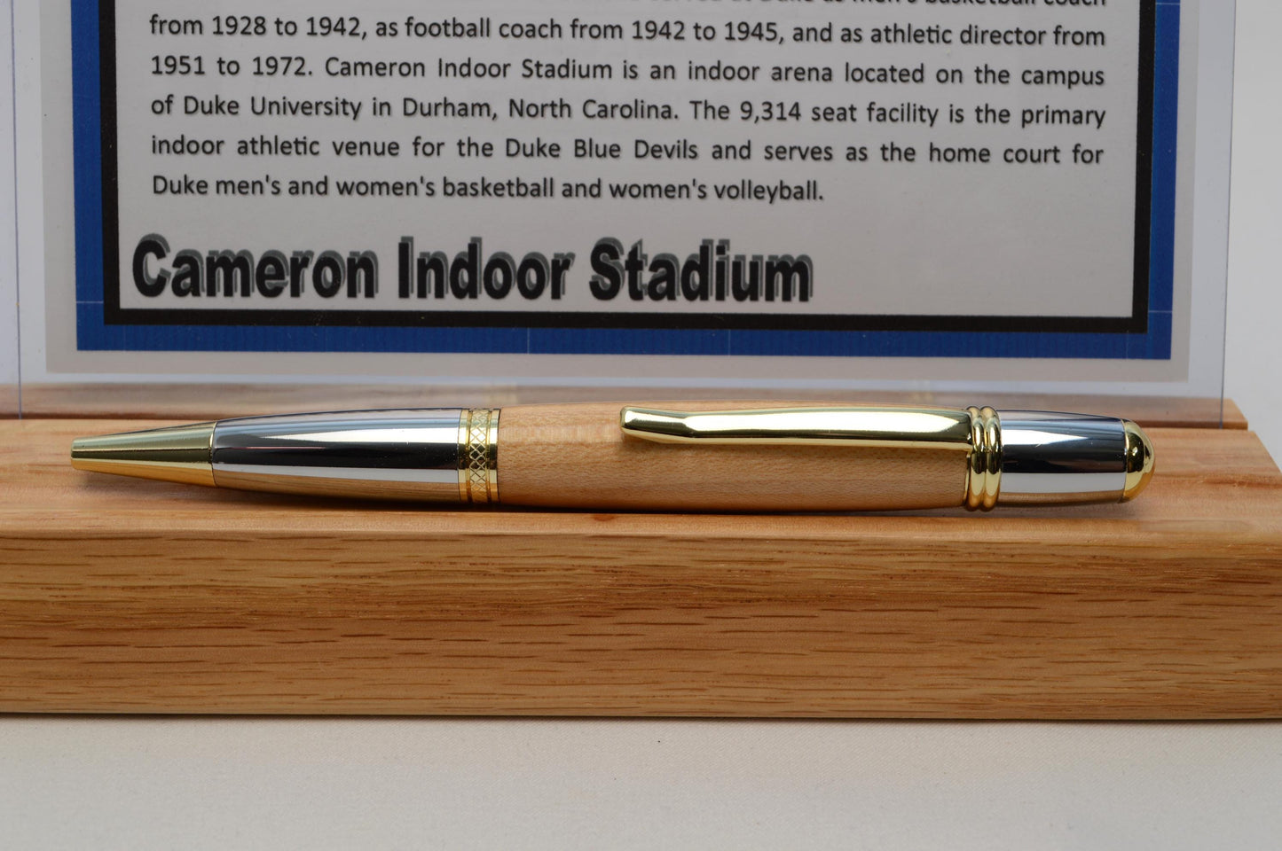 Handcrafted Pen Made From Duke University Cameron Indoor Stadium Basketball Court Wood