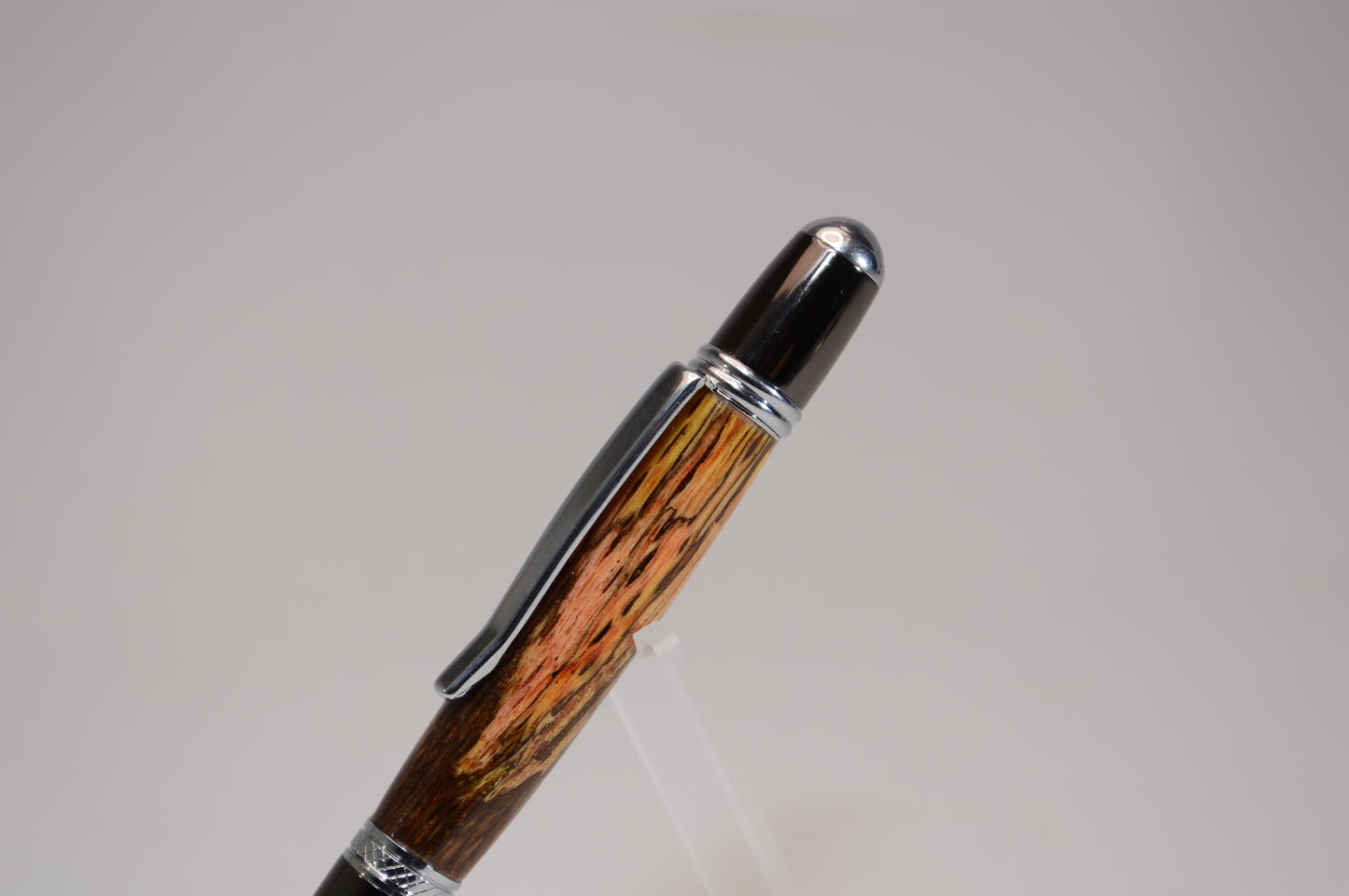 Handcrafted Dyed Spalted Oak Twist Pen with Chrome and Gunmetal Finish