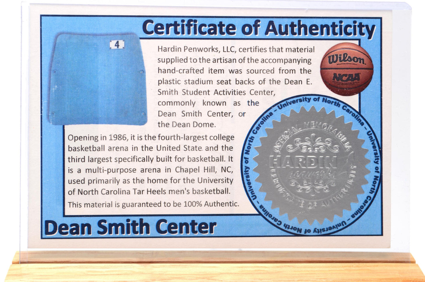 Handcrafted Pen Made From The Plastic Seats of Dean Smith Center University of North Carolina