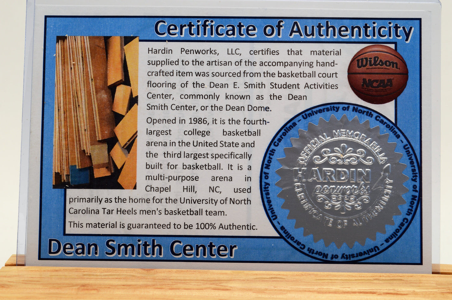 Handcrafted Pen Made From University of North Carolina Dean Smith Center Basketball Court