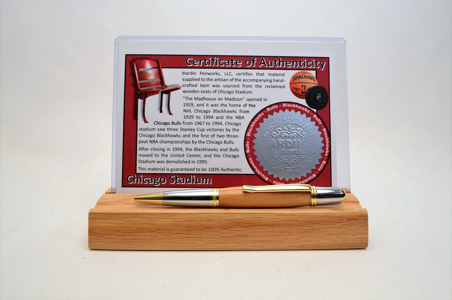 Handcrafted Pen Made From Chicago Bulls Chicago Stadium Wooden Stadium Seats