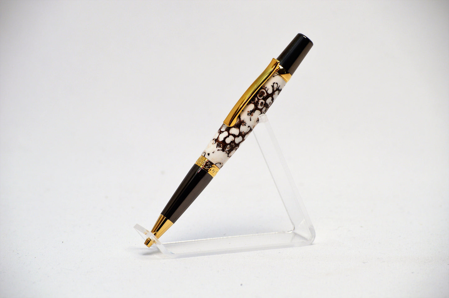 Unique Classic Twist Pen in Two Tone Copper with Handcrafted Acrylic and Sweet Gum Ball Body.