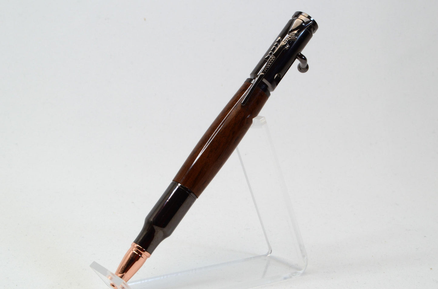 Handcrafted M1 Garand Rifle Stock Wood Bolt Action Bullet Pen in Gunmetal Finish