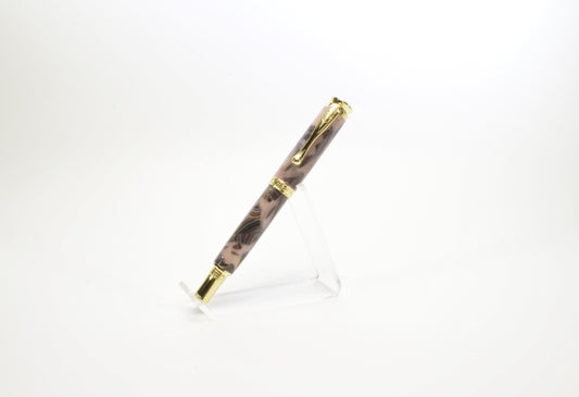 Handcrafted Twist Pen Made With Fordite From The Corvette Factory in Gold Finish