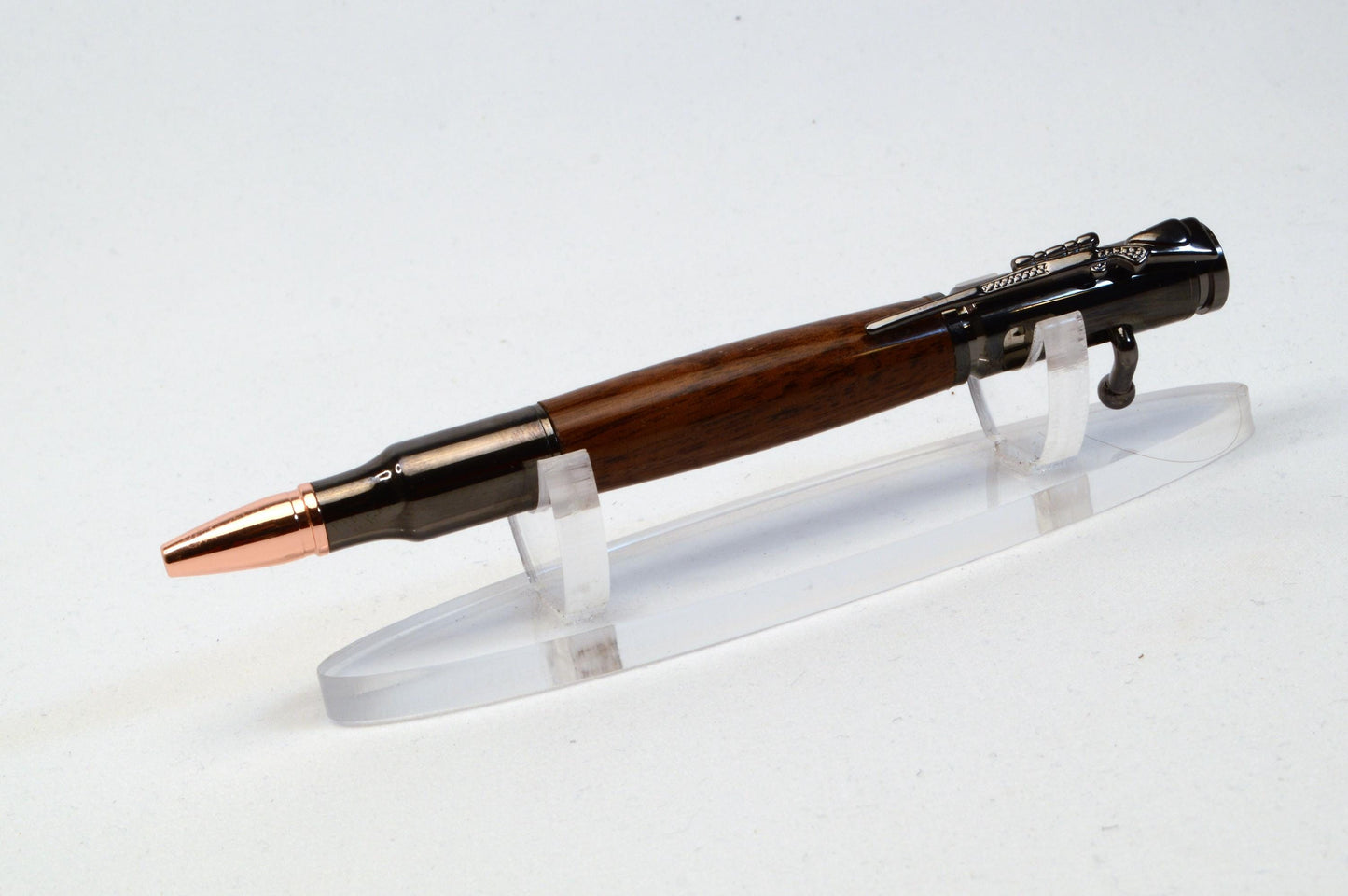 Handcrafted M1 Garand Rifle Stock Wood Bolt Action Bullet Pen in Gunmetal Finish