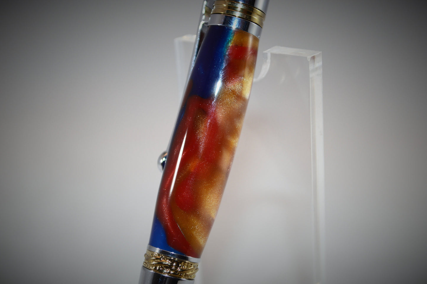 Majestic Squire Twist Pen in Gold Titanium and Chrome Finish with Swarovski Crystal Made with Mulitcolored Acrylic