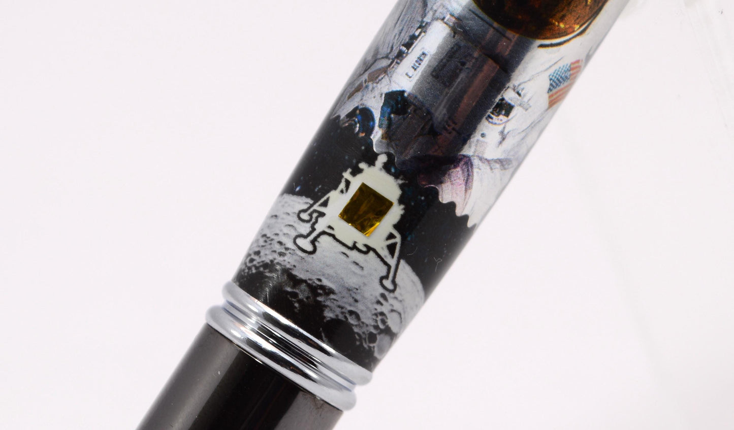 Handcrafted Pen Made With Embedded Piece of Foil From Lunar Lander and US Postage Stamp