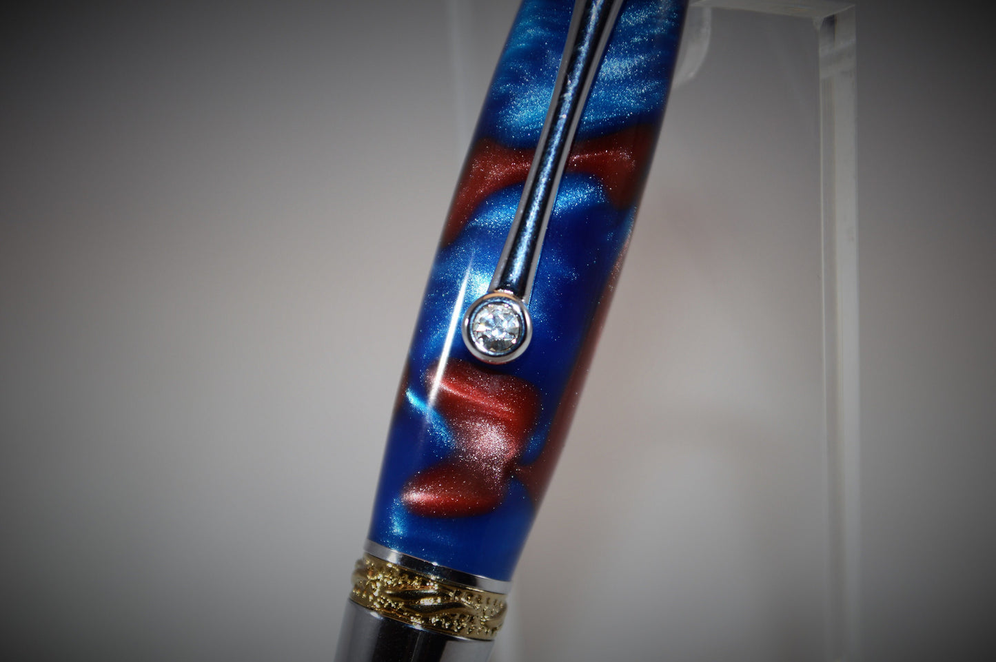 Majestic Squire Twist Pen in Gold Titanium and Chrome Finish with Swarovski Crystal Made with Mulitcolored Acrylic