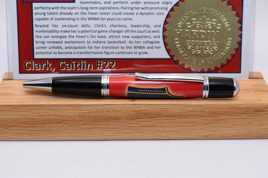 Handcrafted Unique Twist Pen Featuring a Small Swatch from Caitlin Clark Indiana Fever Game Worn Jersey, Cast in Acrylic