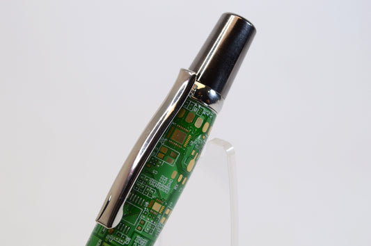 Unique Circuit Board Acrylic Twist Pen - Black Titanium and Platinum Finish, Elegant Design