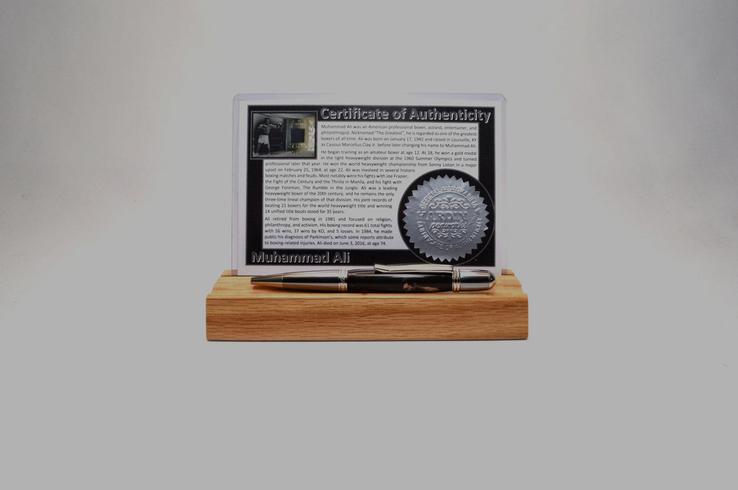 Handcrafted Pen Made with Swatch From A Muhammad Ali Event Worn Boxing Glove