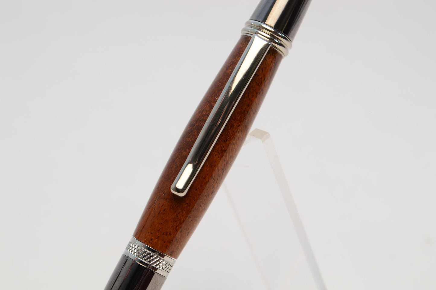 Elegant Handcrafted Black Mesquite Twist Pen in Chrome and Gunmetal Finish