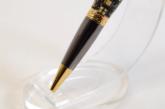 Unique Circuit Board Acrylic Twist Pen - Gold Titanium and Black Titanium Finish, Elegant Design