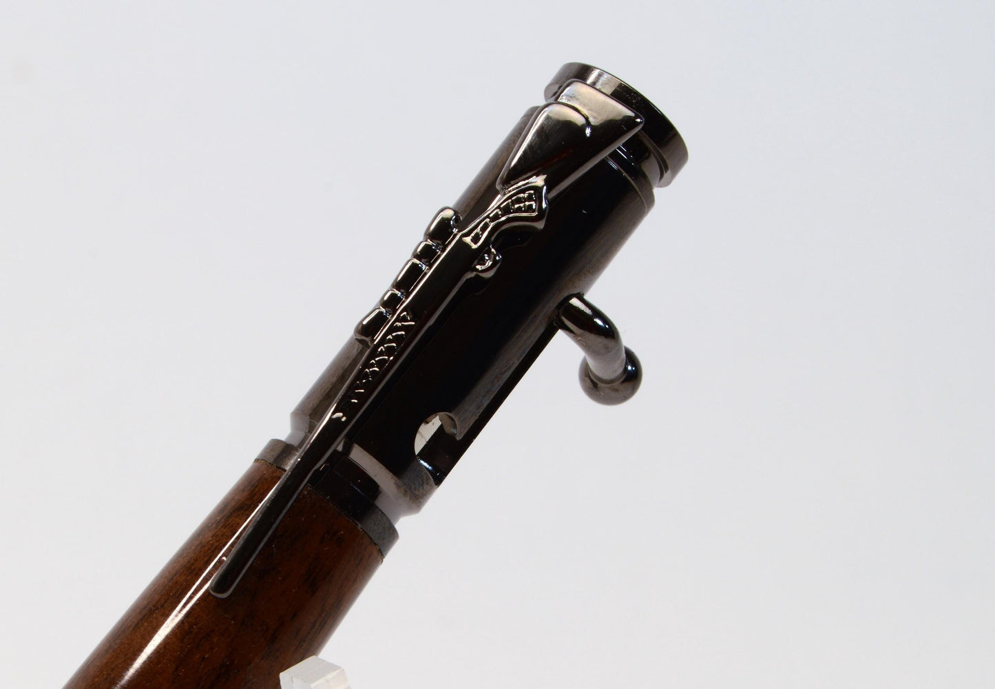 Handcrafted M1 Garand Rifle Stock Wood Bolt Action Bullet Pen in Gunmetal Finish