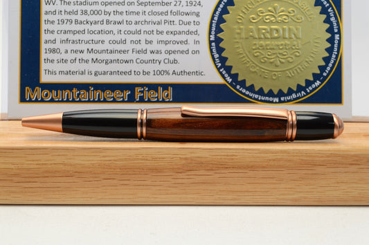 Handcrafted Pen Made From West Virginia University Mountaineer Field Wooden Stadium Bleachers