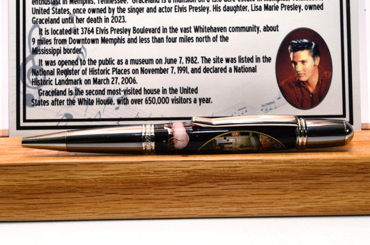 Handcrafted Pen Made with a Small Piece of Wood from a Tree on Elvis' Graceland Property
