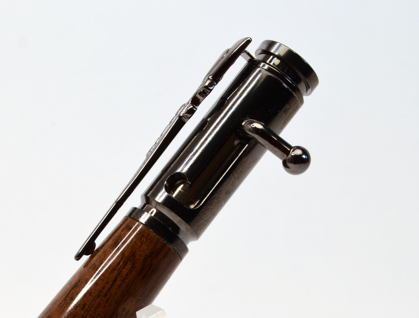 Handcrafted M1 Garand Rifle Stock Wood Bolt Action Bullet Pen in Gunmetal Finish