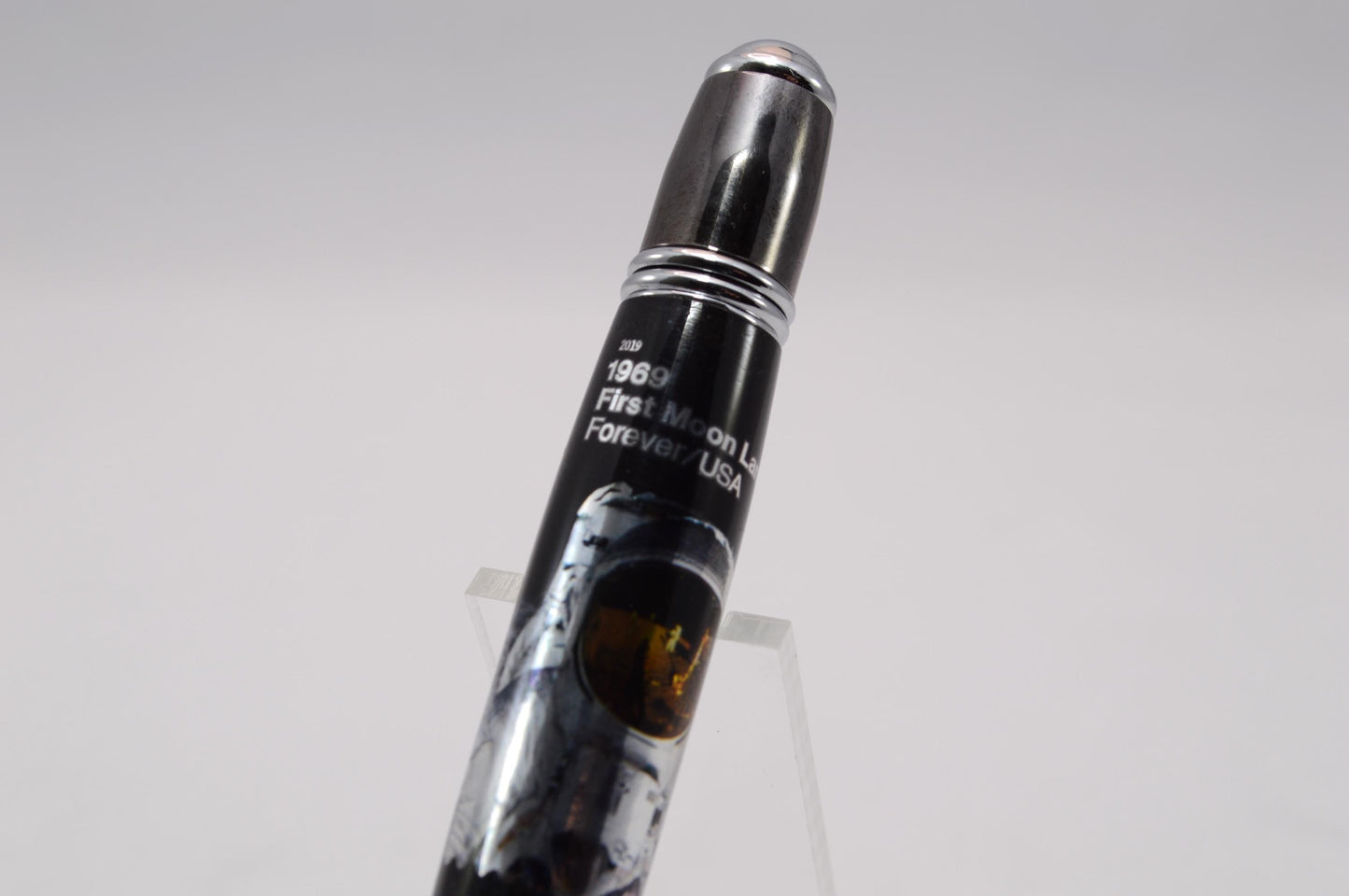 Handcrafted Pen Made With Embedded Piece of Foil From Lunar Lander and US Postage Stamp