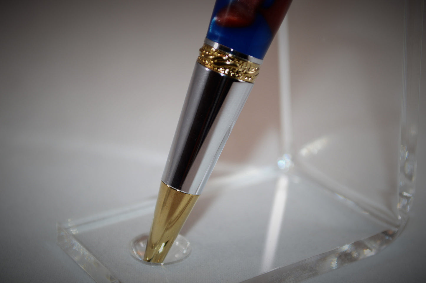 Majestic Squire Twist Pen in Gold Titanium and Chrome Finish with Swarovski Crystal Made with Mulitcolored Acrylic