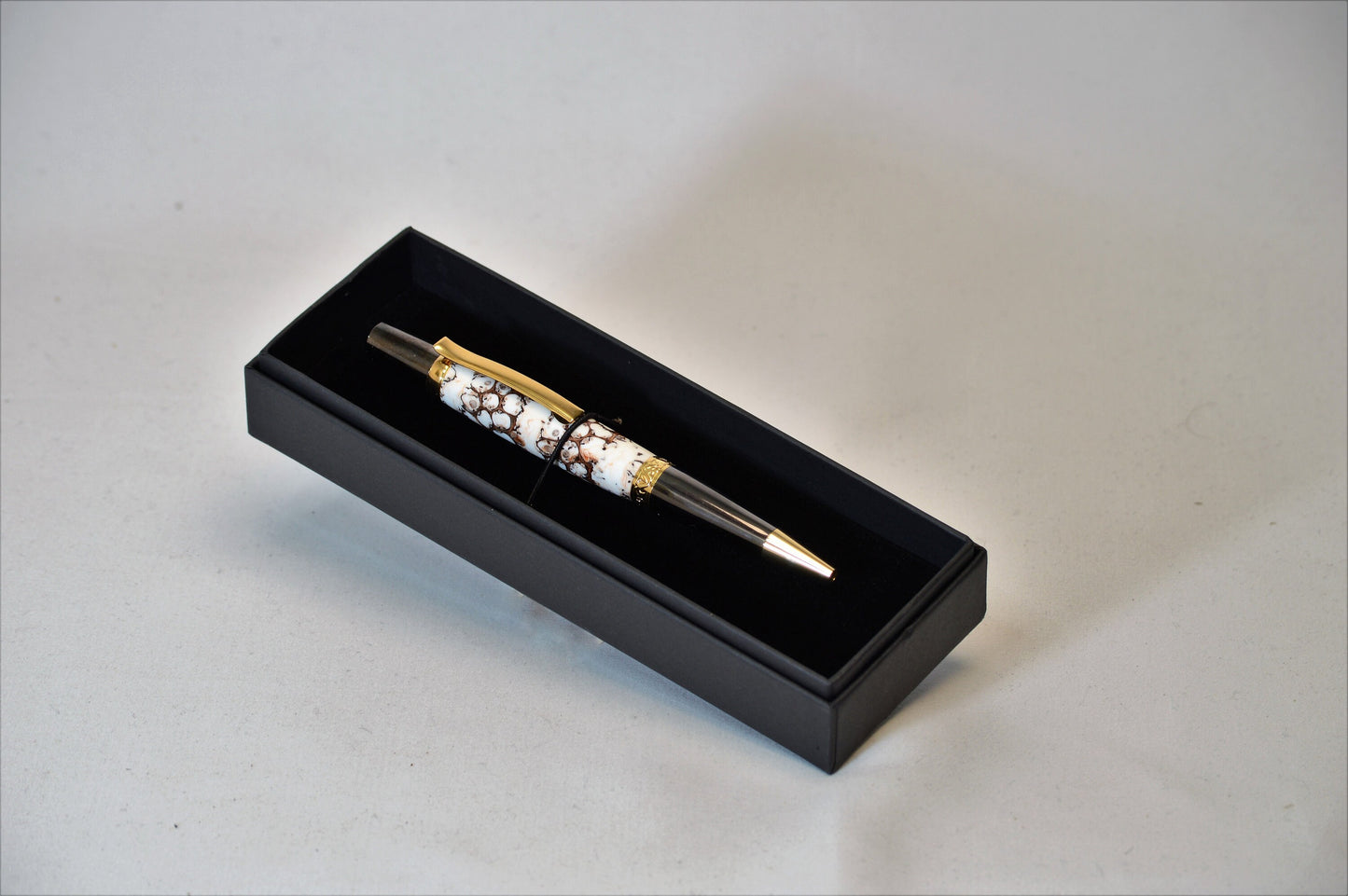 Unique Classic Twist Pen in Two Tone Copper with Handcrafted Acrylic and Sweet Gum Ball Body.