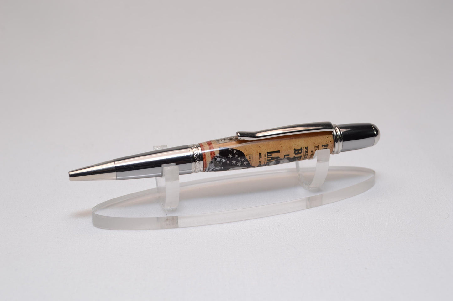 Handcrafted President Abraham Lincoln - Ford Theater Twist Pen in Platinum and Black Titanium