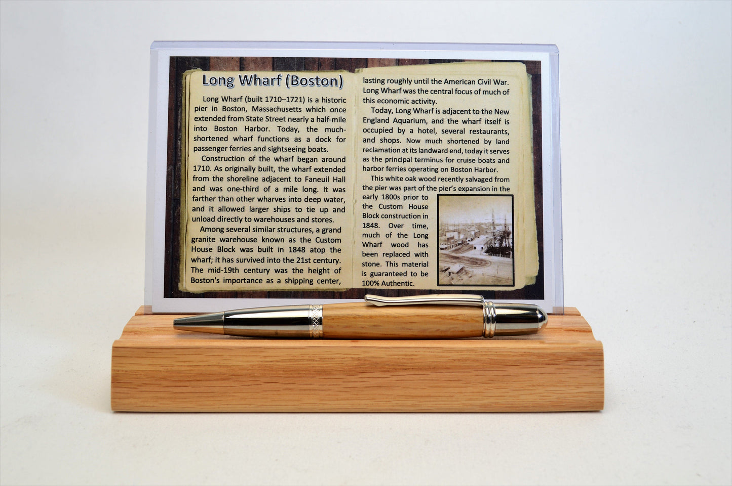 Handcrafted Long Wharf Boston Harbor Twist Pen in Platinum and Black Titanium Finish