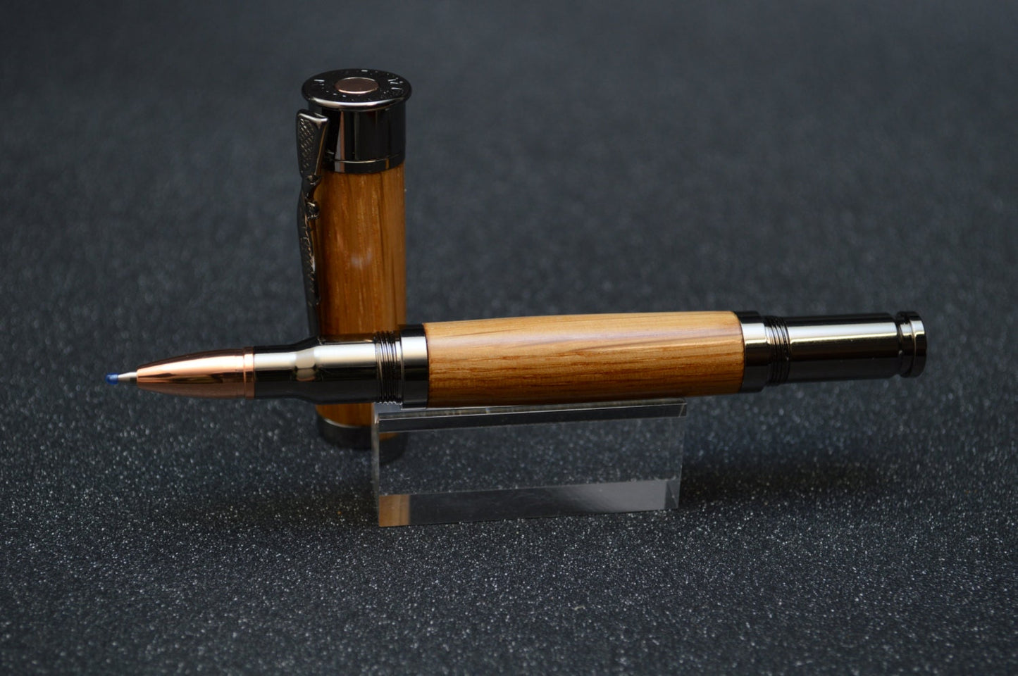Over and Under Rollerball Bullet Pen in Gunmetal with Used Jack Daniels Barrel Oak