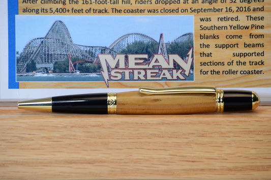 Handcrafted Pen Made From Cedar Point's Mean Streak Wooden Roller Coaster