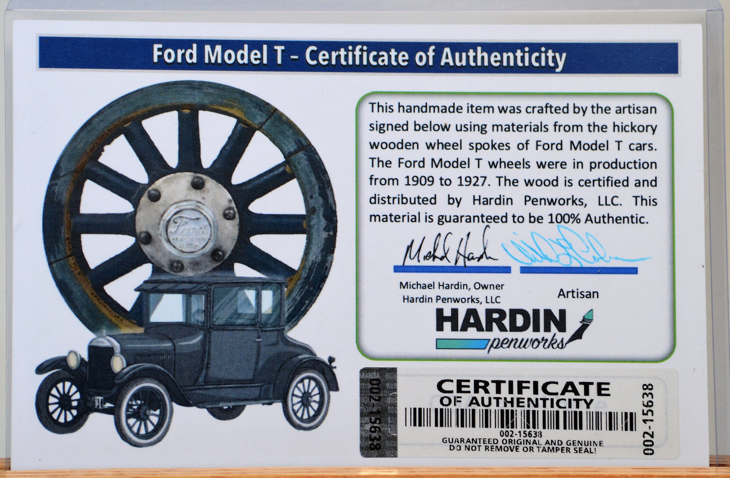 Handcrafted Pen Made From Ford Model T Hickory Wooden Wheel Spoke