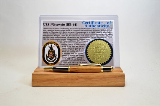Handcrafted USS Wisconsin Battleship - Gold and Gunmetal Twist Pen