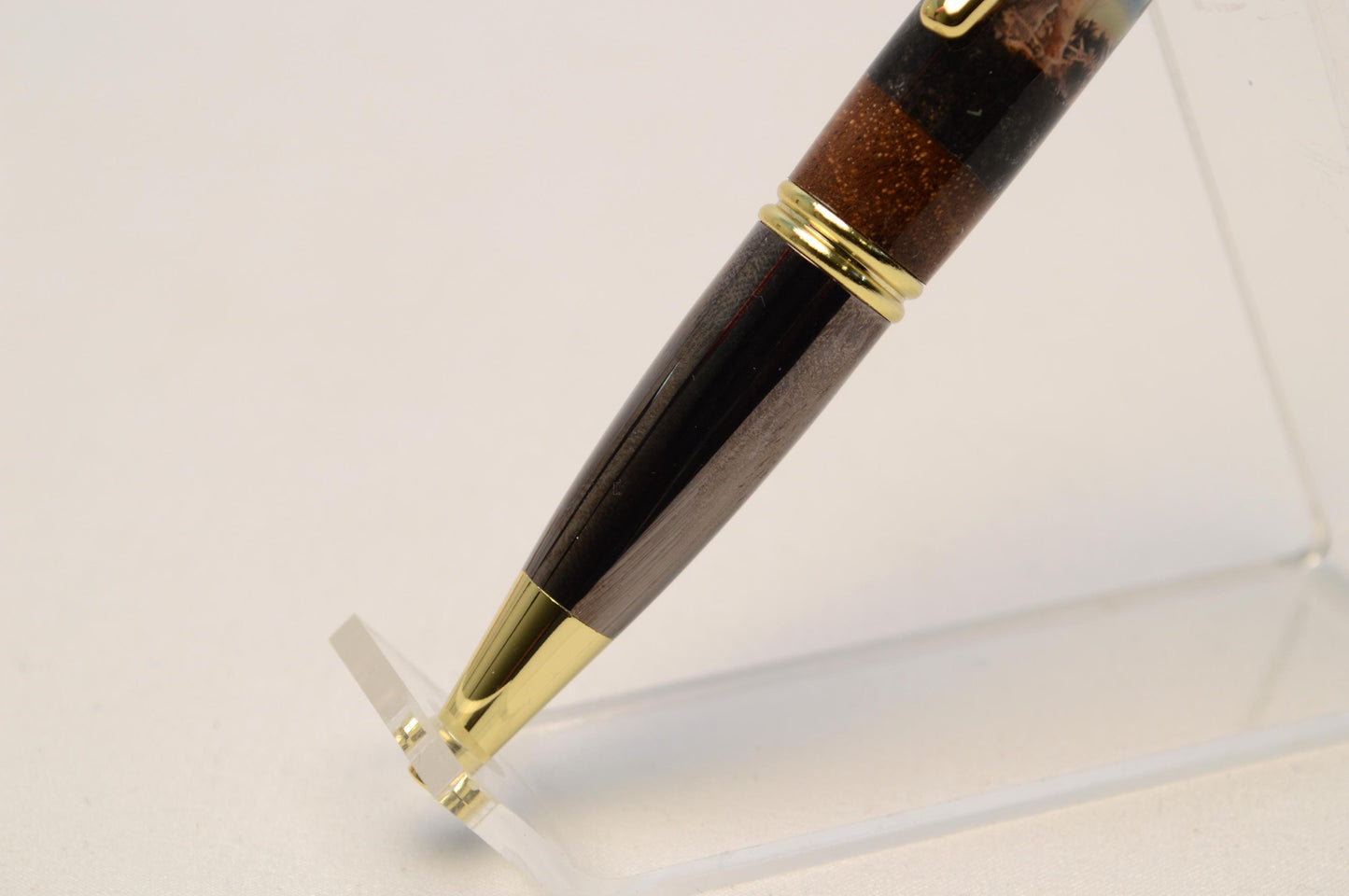 Handcrafted Twist Pen with Sand from Iwo Jima and Wood from M1 Garand Rifle Cast in Acrylic