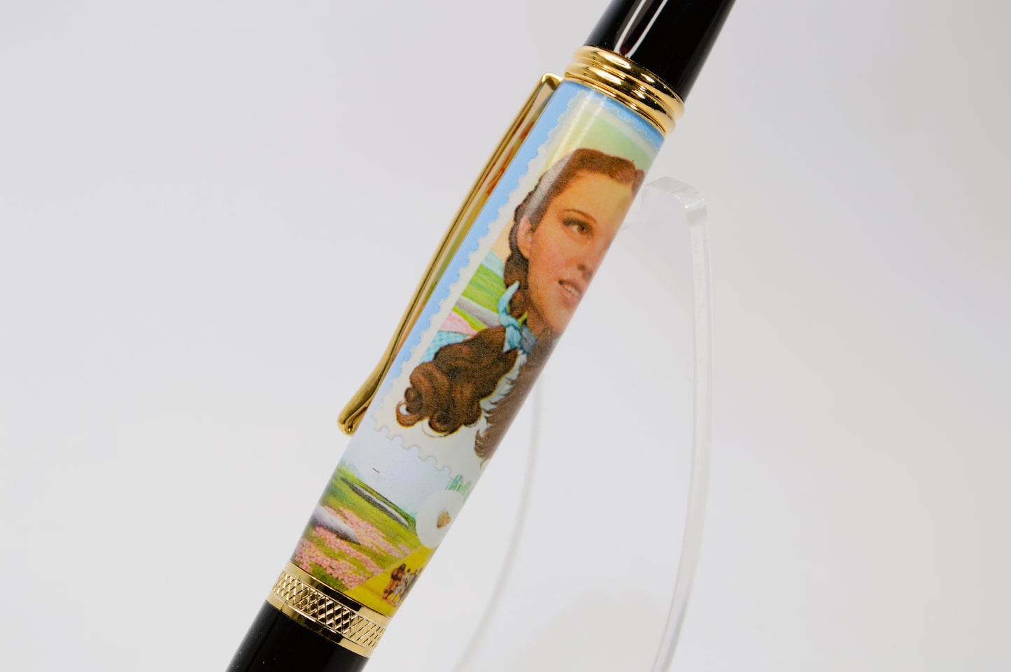 Handcrafted Pen Featuring a Wizard of Oz US Postage Stamp and Actual Yellow Brick Road Brick Fragment