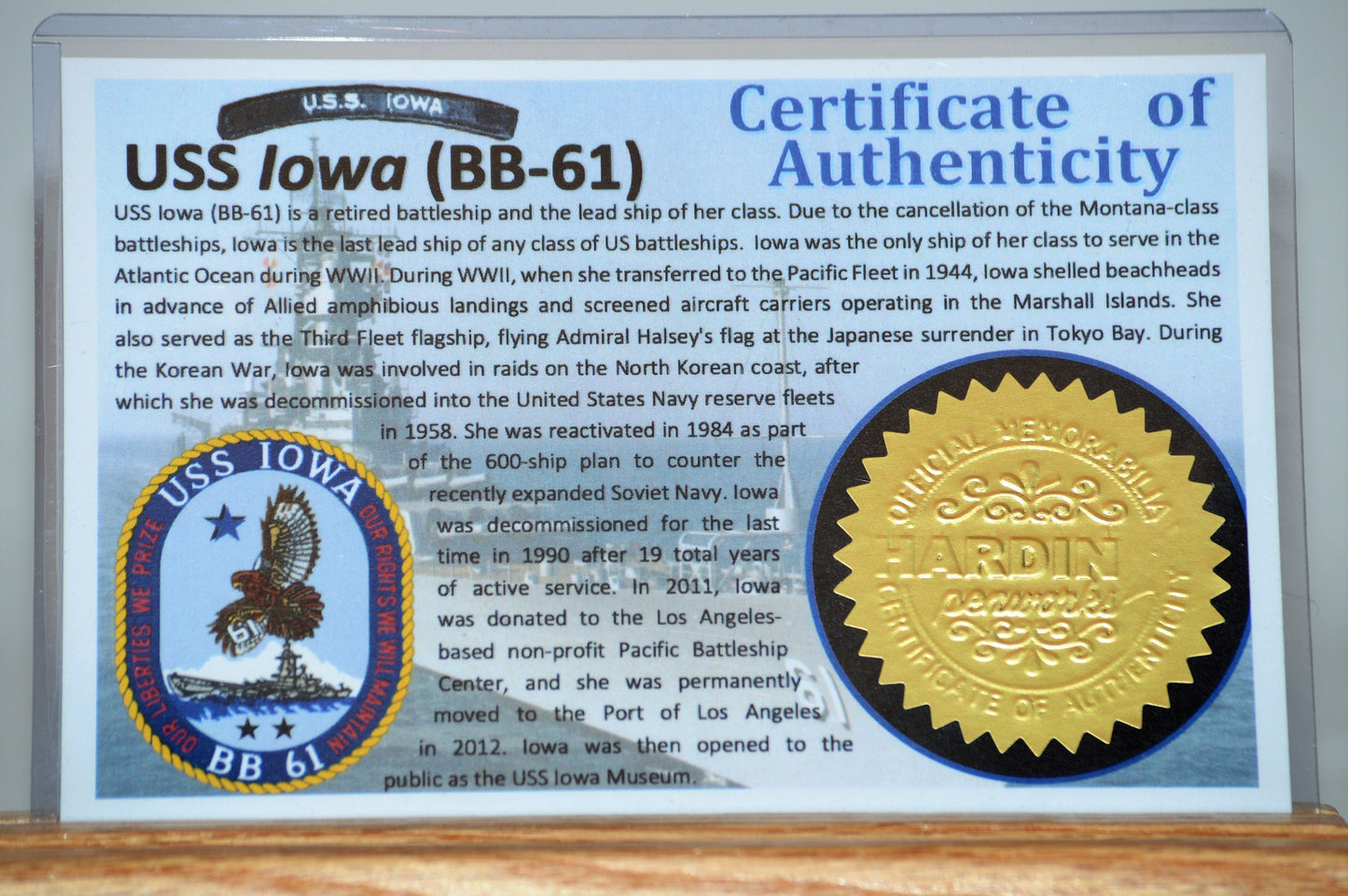 Handcrafted USS Iowa - Classic Gold and Gunmetal Twist Pen Made From Wood From the Battleship USS Iowa