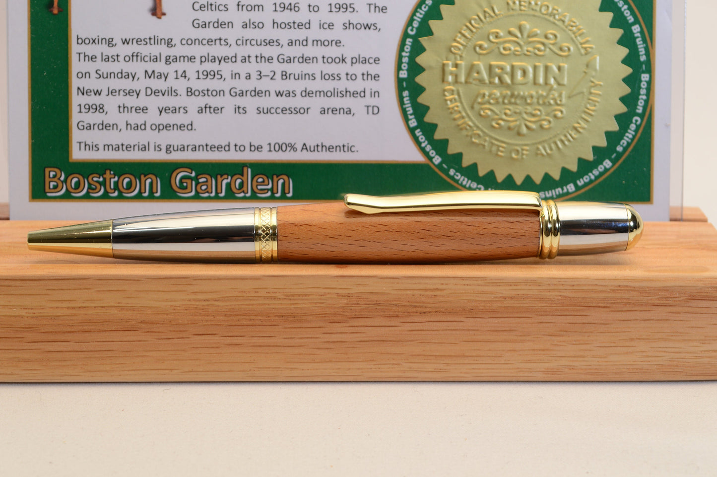 Handcrafted Pen Made From Boston Celtics and Boston Bruins Boston Garden Wooden Stadium Seat