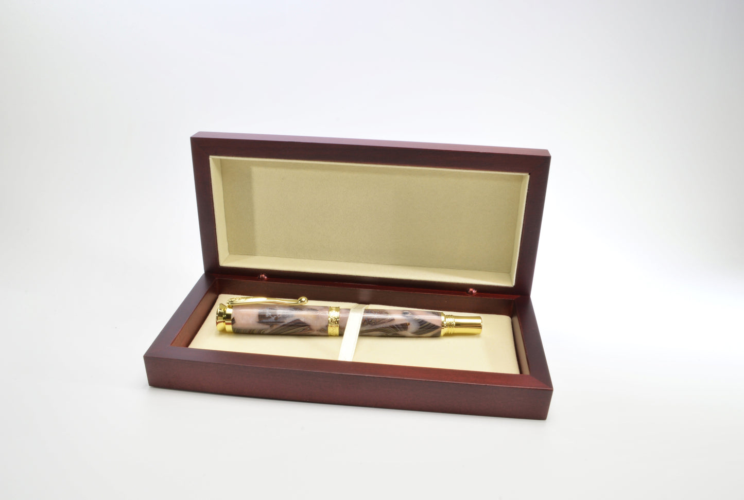 Handcrafted Twist Pen Made With Fordite From The Corvette Factory in Gold Finish