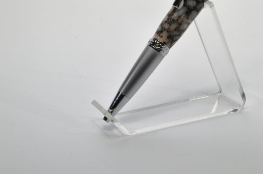 Unique Classic Twist Pen in Chrome and Satin Chrome with Handcrafted Acrylic and Sweet Gum Ball Body.