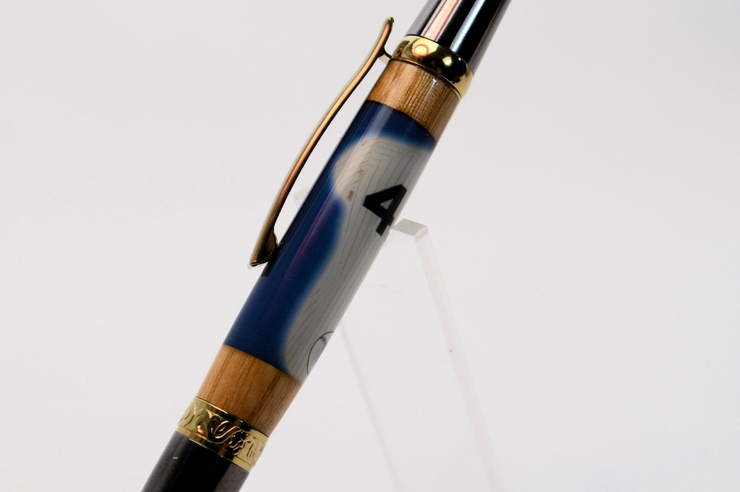 Handcrafted Pen Made With A Hank Aaron Game Used Jersey Swatch & Fulton County Stadium Seat Wood