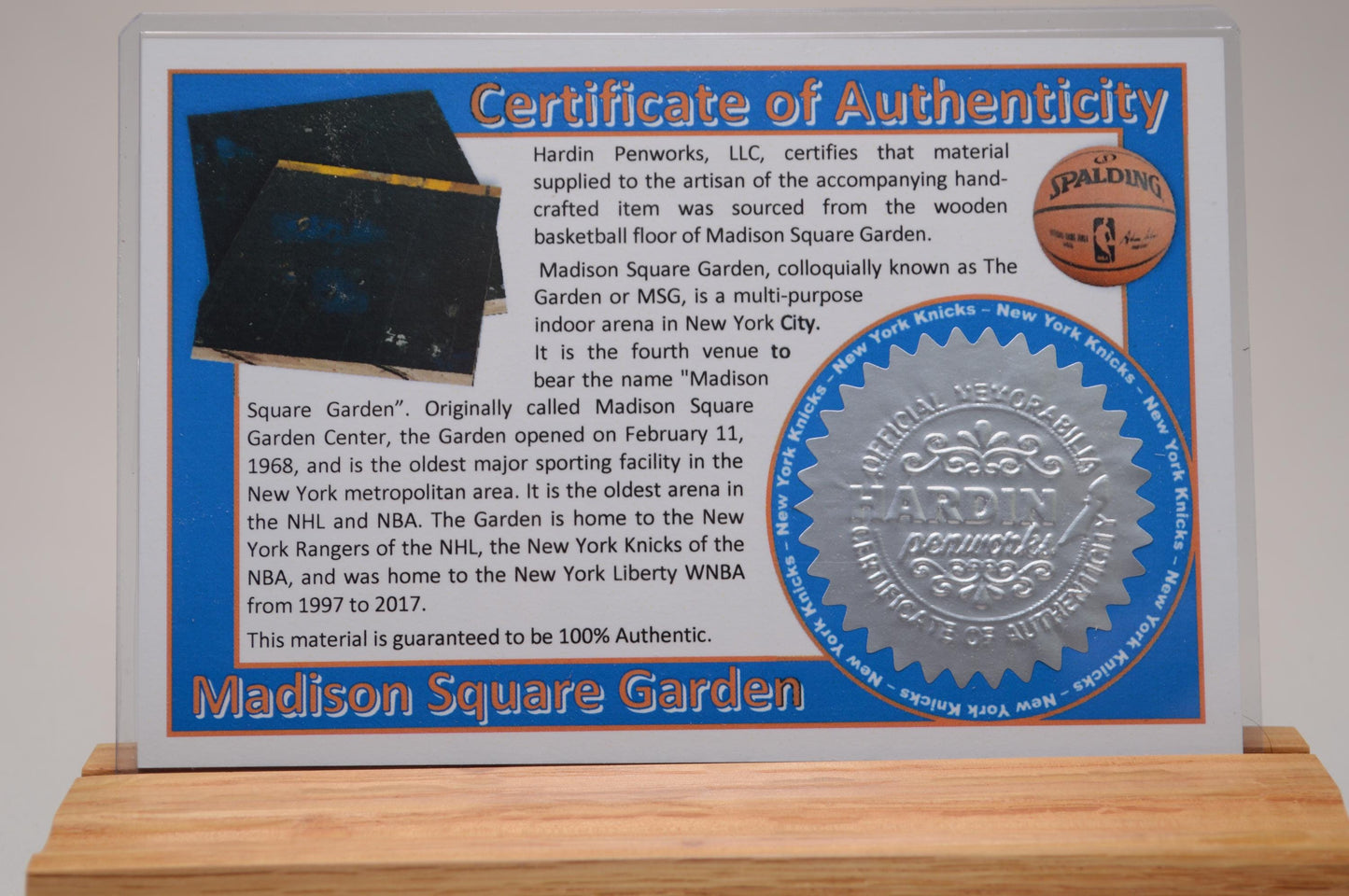 Handcrafted Pen Made From New York Knicks Madison Square Garden Wooden Basketball Court