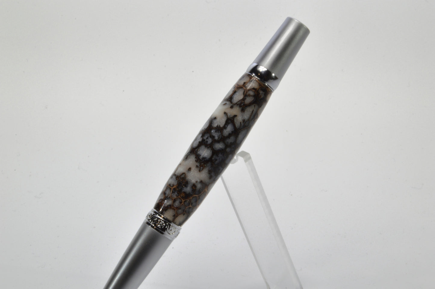Unique Classic Twist Pen in Chrome and Satin Chrome with Handcrafted Acrylic and Sweet Gum Ball Body.