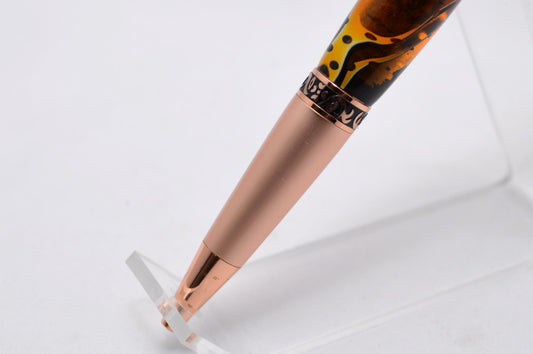 Custom Handcrafted Acrylic Twist Pen in Two Tone Copper