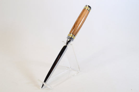 Majestic Handmade Bethlehem Olive Wood Letter Opener - Gold and Chrome Finish