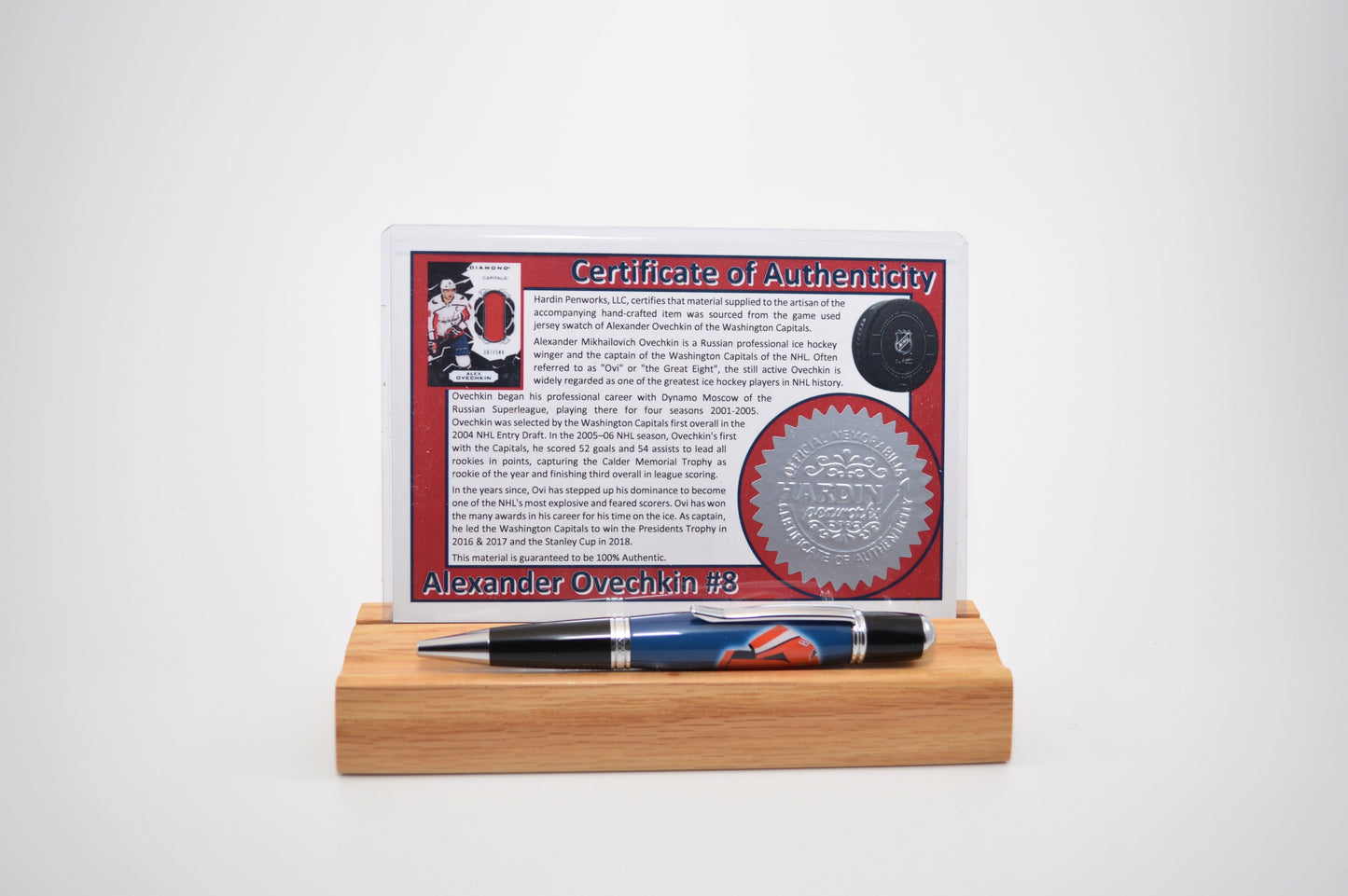 Twist Pen Made With a Swatch From An Alexander Ovechkin Game Used Jersey