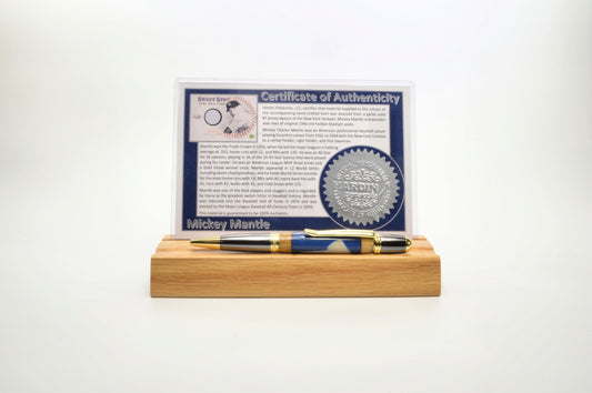 Handcrafted Pen Made With A Swatch From A Mickey Mantle Game Used Jersey And Wood From A Yankee Stadium Seat