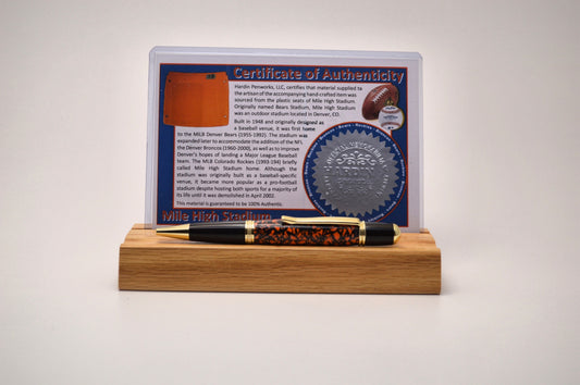 Handcrafted Pen Made From Denver Broncos Mile High Stadium Plastic Stadium Seat