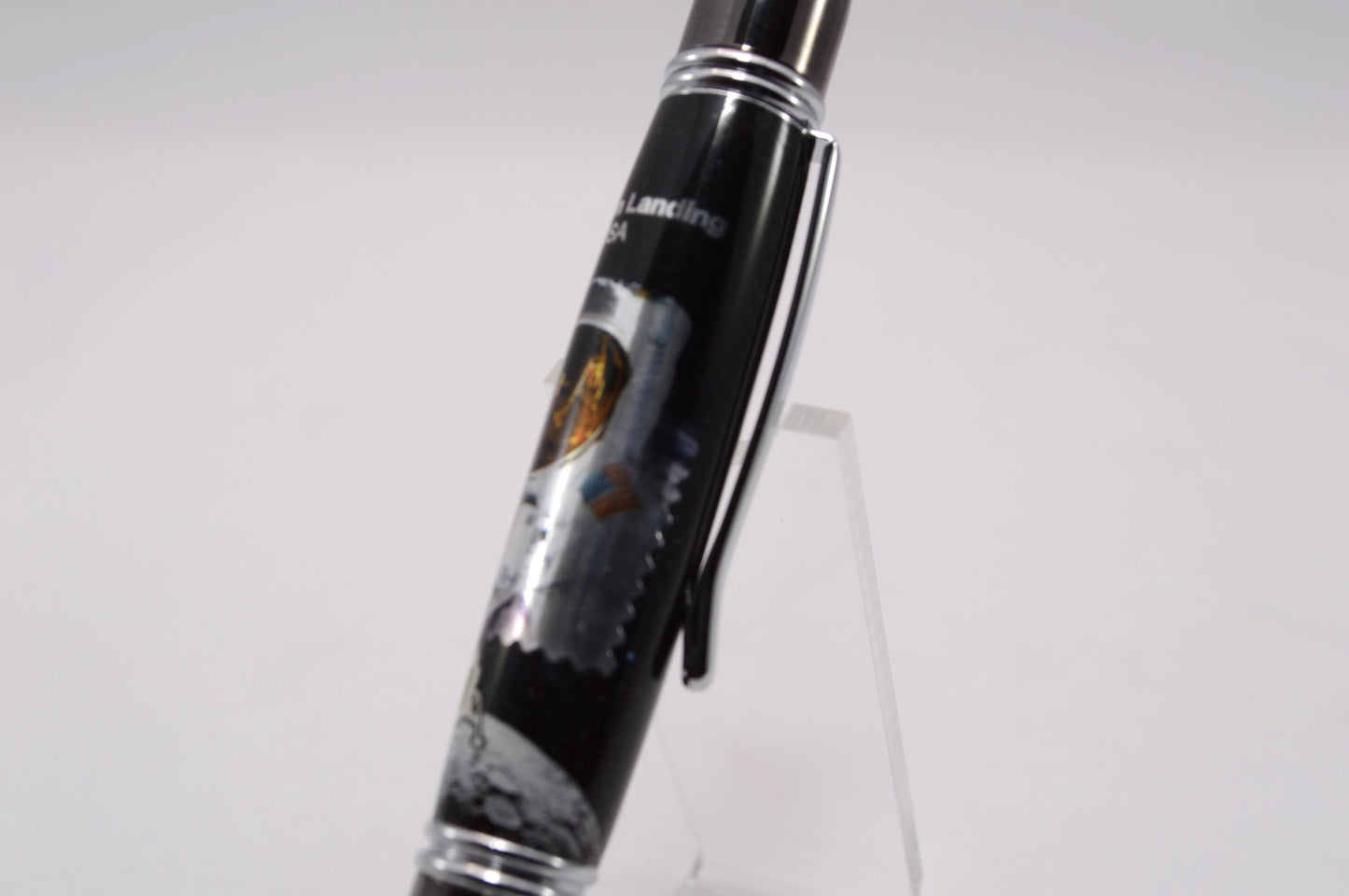 Handcrafted Pen Made With Embedded Piece of Foil From Lunar Lander and US Postage Stamp
