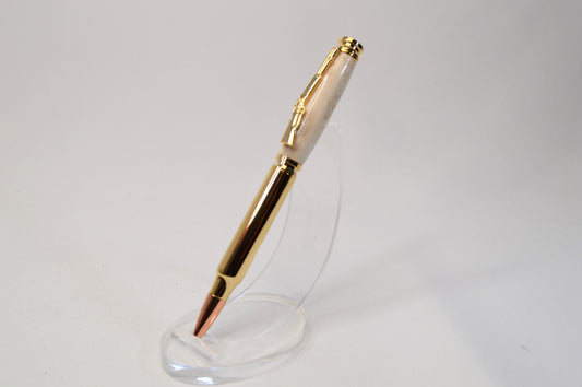 Deer Antler Bullet Cartridge Twist Pen  in Gold Finish with Velvet Gift Bag