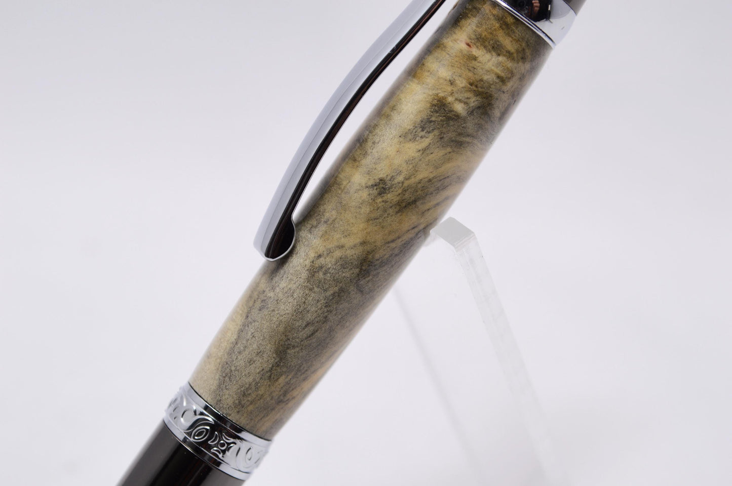 Elegant Handcrafted Buckeye Burl Twist Pen in Chrome and Gunmetal Finish